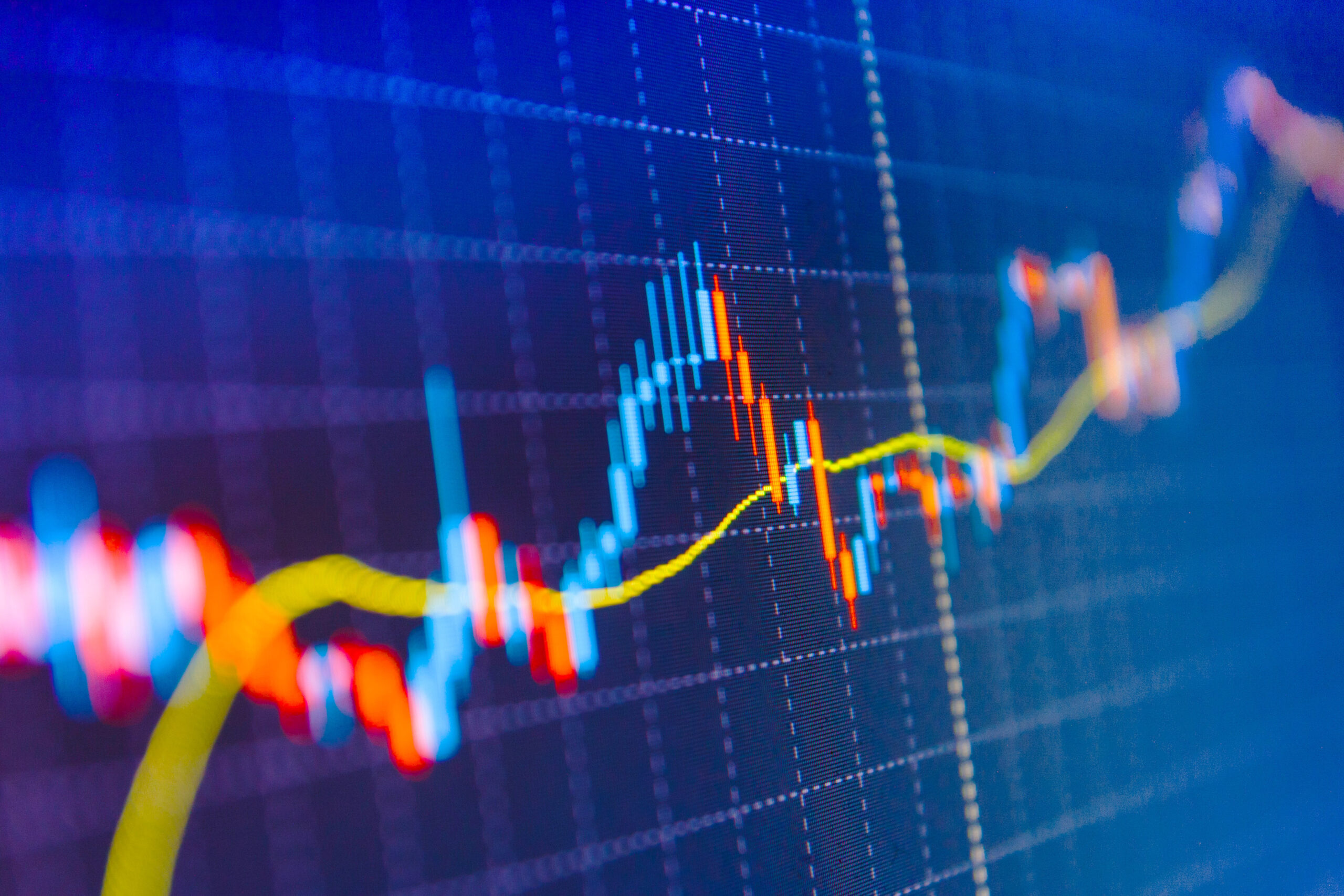 Stock diagram on the screen. Business analysis diagram. Finance ...